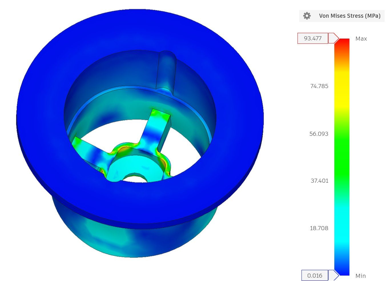 Von Mises stress contour on the TubStep base